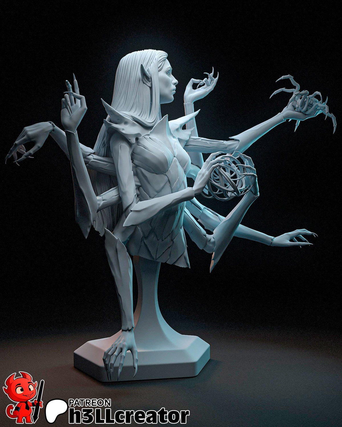 Lolth Bust - resin tabletop miniature alternate angle