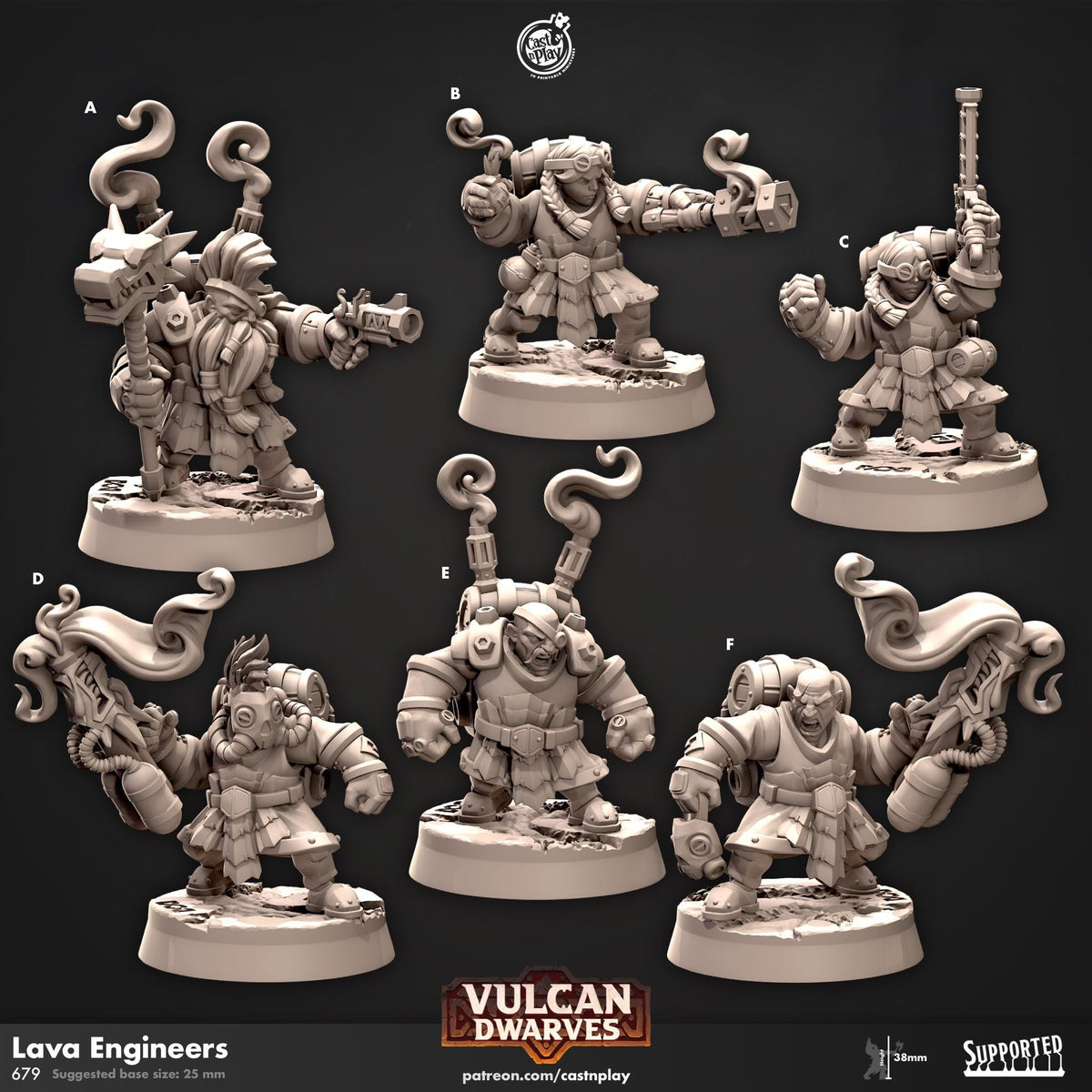Artificer Dwarf Miniature - resin tabletop miniature front view
