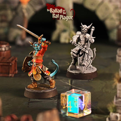 Tiefling Bard Miniature - resin tabletop miniature front view