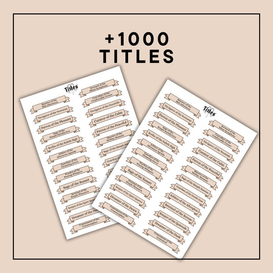 Ultimate Printable Titles Set for TTRPGs - digital download preview