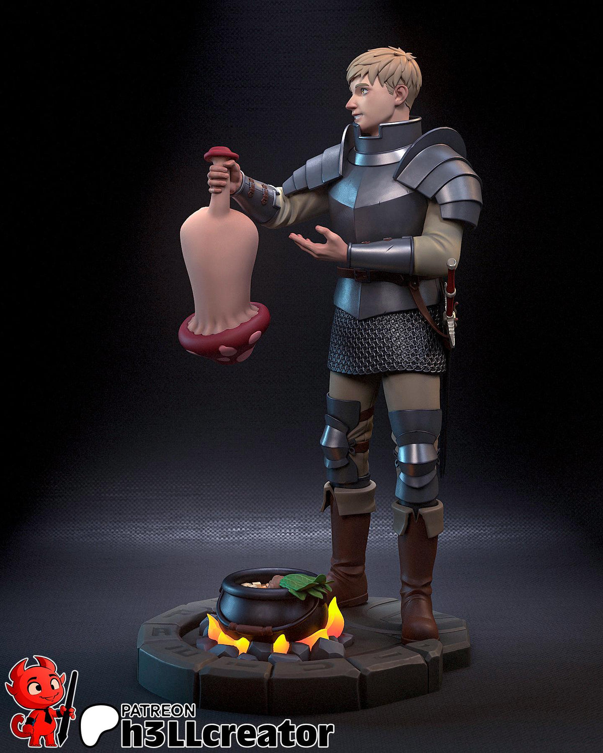 Laios Touden Figure - Delicious in Dungeon - 3D printed miniature detail view