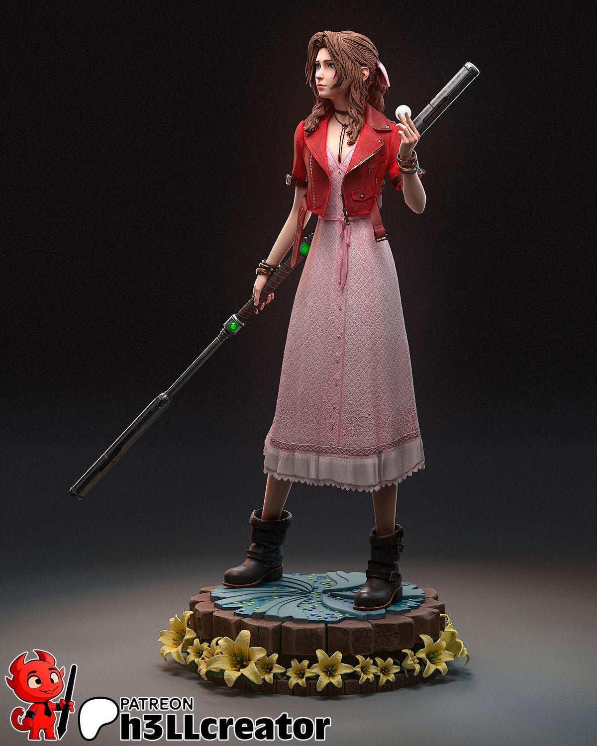 Aerith Figure - Final Fantasy VII - resin tabletop miniature alternate angle