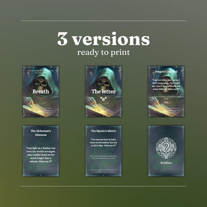 Riddle Cards - printable tabletop RPG resource preview
