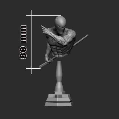 Gray Fox Metal Gear Bust - 3D printed miniature detail view