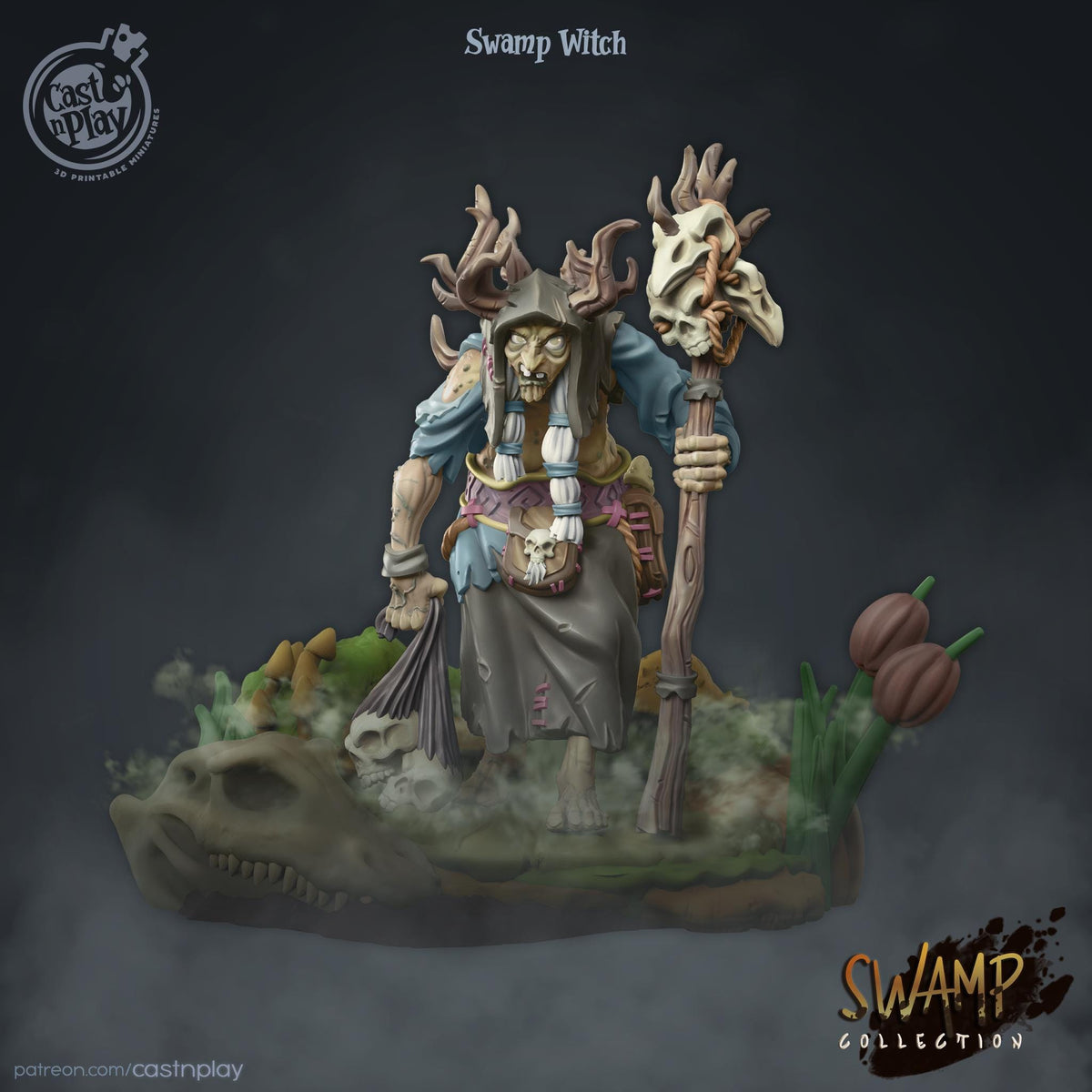 Witch Hag Miniature - resin tabletop miniature front view