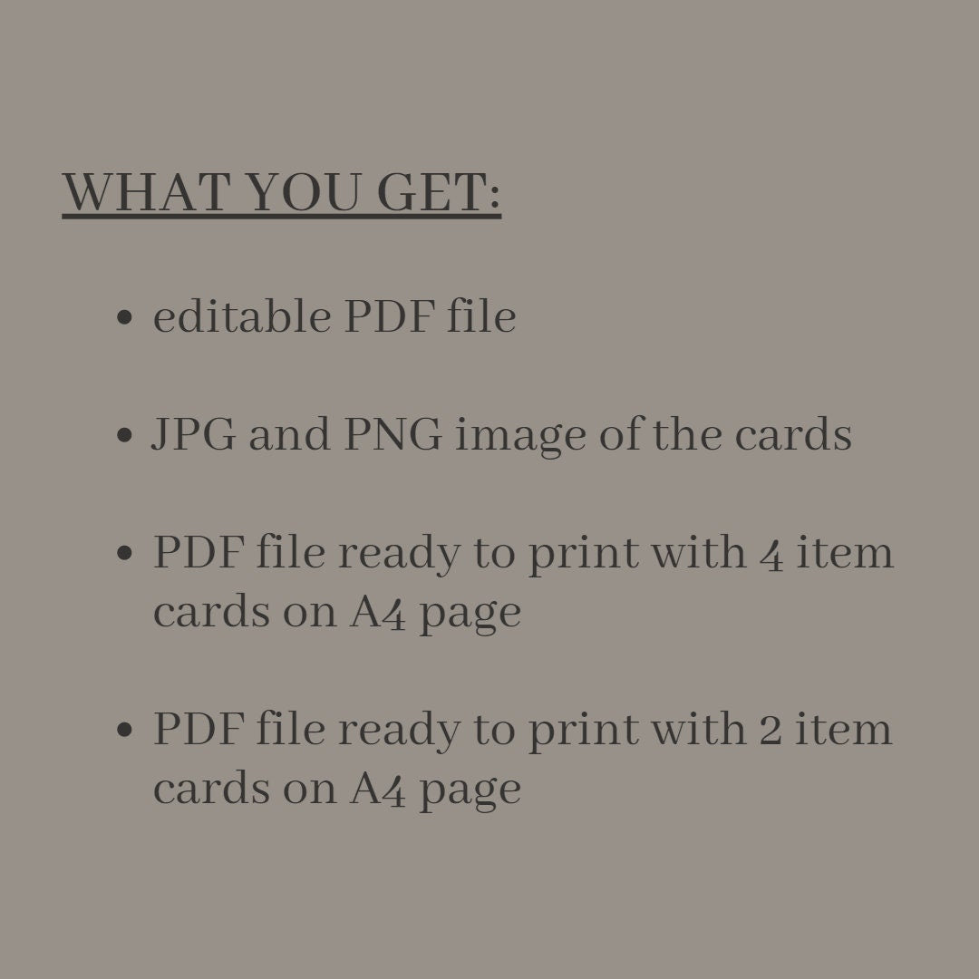 Fillable Item Cards - printable tabletop RPG resource preview