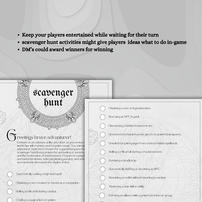 Scavenger Hunt - printable tabletop RPG resource preview
