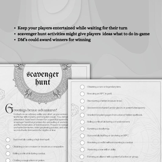 Scavenger Hunt - printable tabletop RPG resource preview