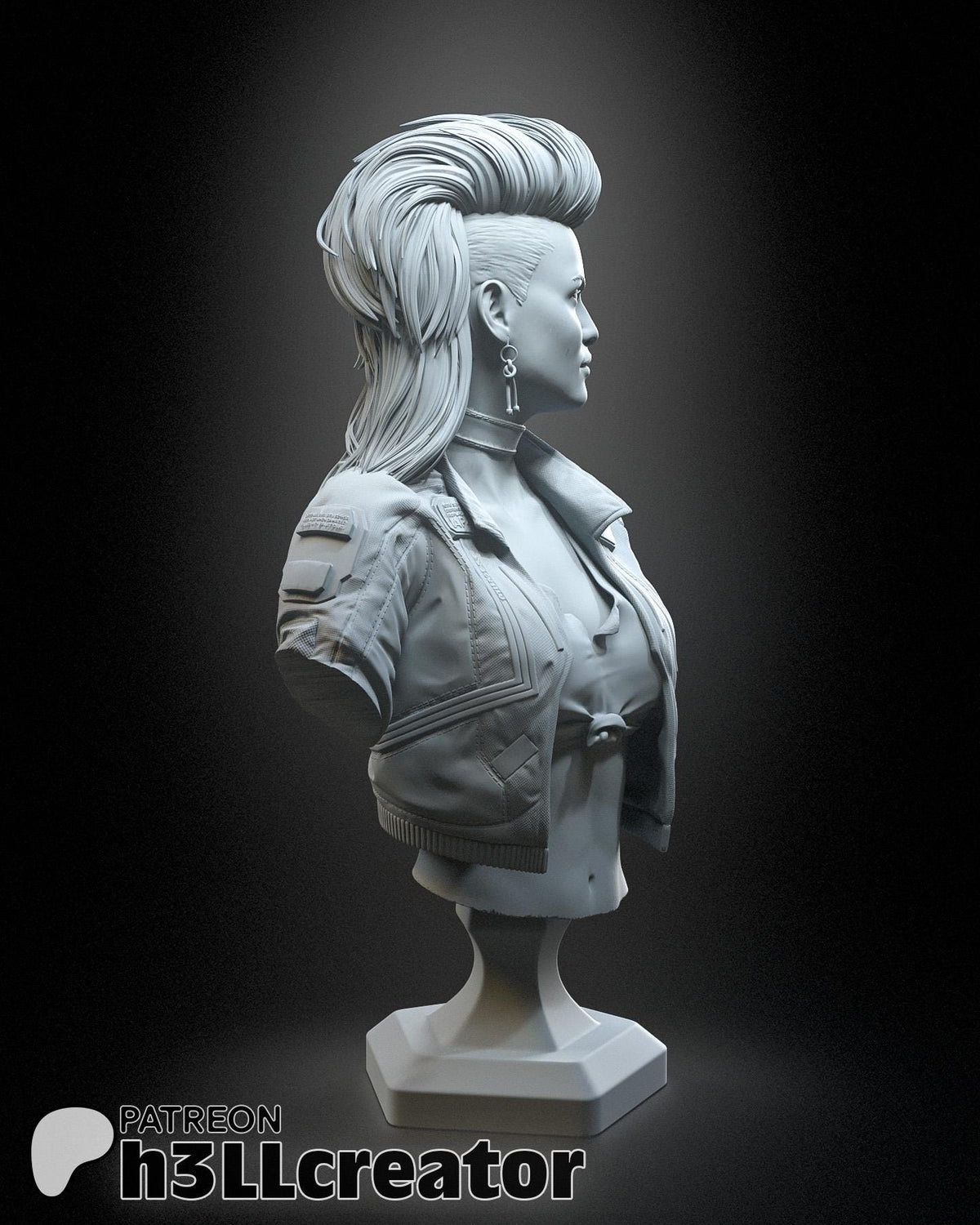 Rogue Amendiares Bust - Cyberpunk 2077 - resin tabletop miniature alternate angle