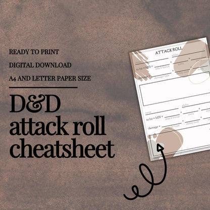 Attack Roll Sheet - digital download preview