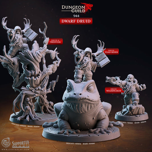 Dwarf Druid Miniature - resin tabletop miniature front view