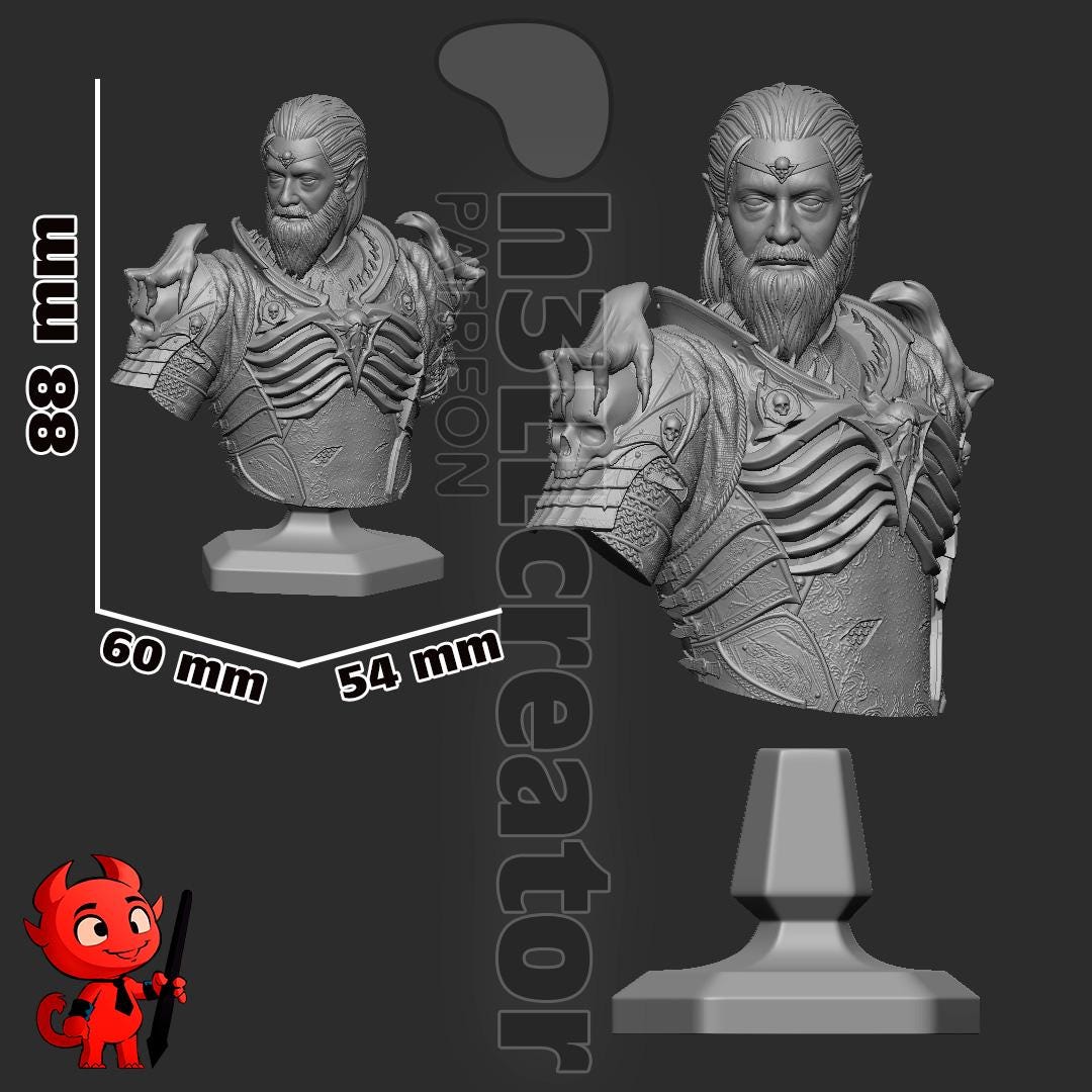 Ketheric Thorm Bust - Baldur's Gate 3 - paintable tabletop miniature product view