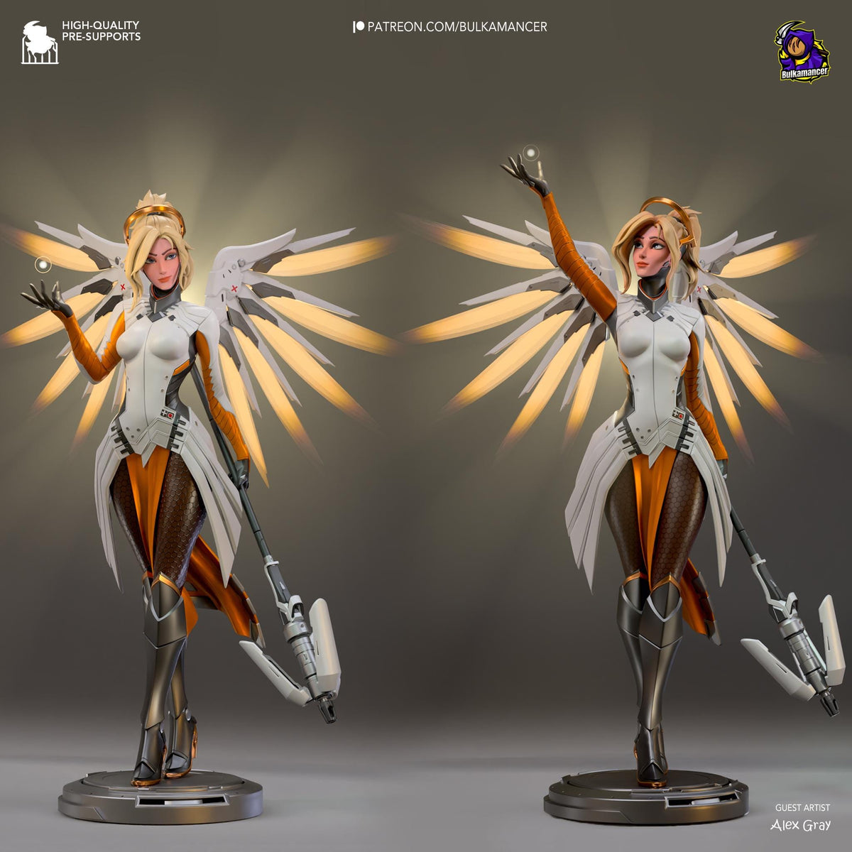 Mercy Figure - Overwatch - 3D printed miniature detail view