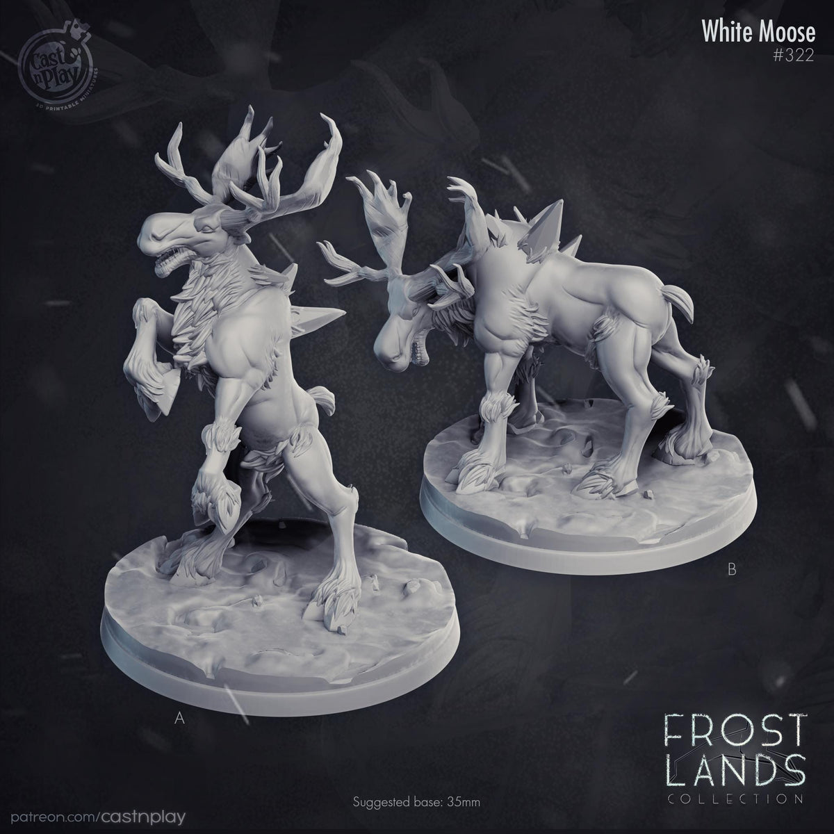 Moose Companion - Druid Wild Shape Miniature - resin tabletop miniature front view