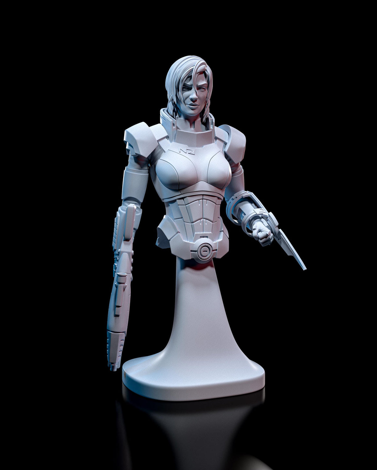 Commander Shepard female Bust - Mass Effect - resin tabletop miniature front view