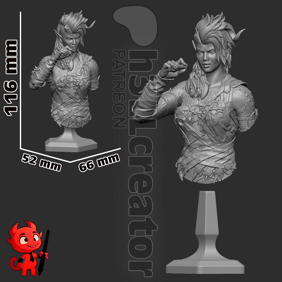 Karlach Bust - Baldur's Gate 3 - paintable tabletop miniature product view