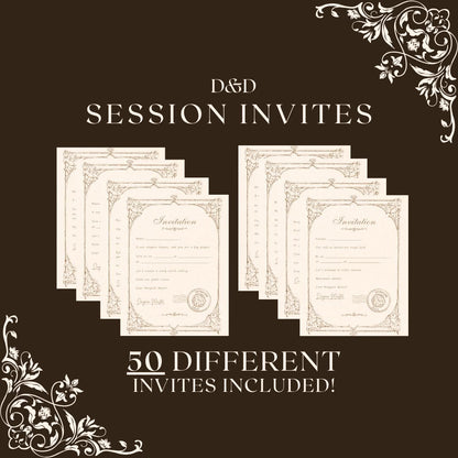 Fantasy-Themed Session Invites for Dungeon Masters - digital download preview