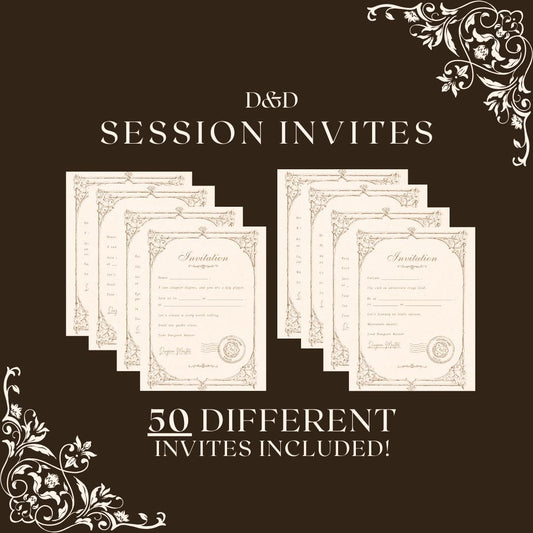 Fantasy-Themed Session Invites for Dungeon Masters - digital download preview