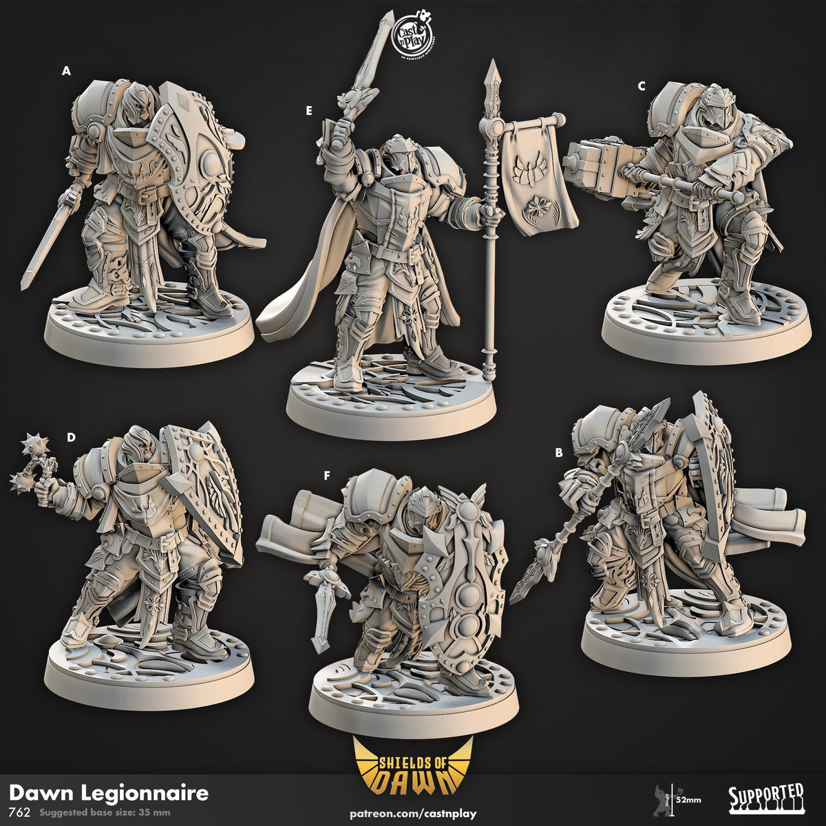 Paladin & Fighter Miniature - resin tabletop miniature front view