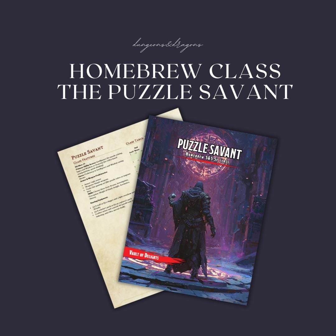 Puzzle Savant Homebrew Class Guide - digital download preview