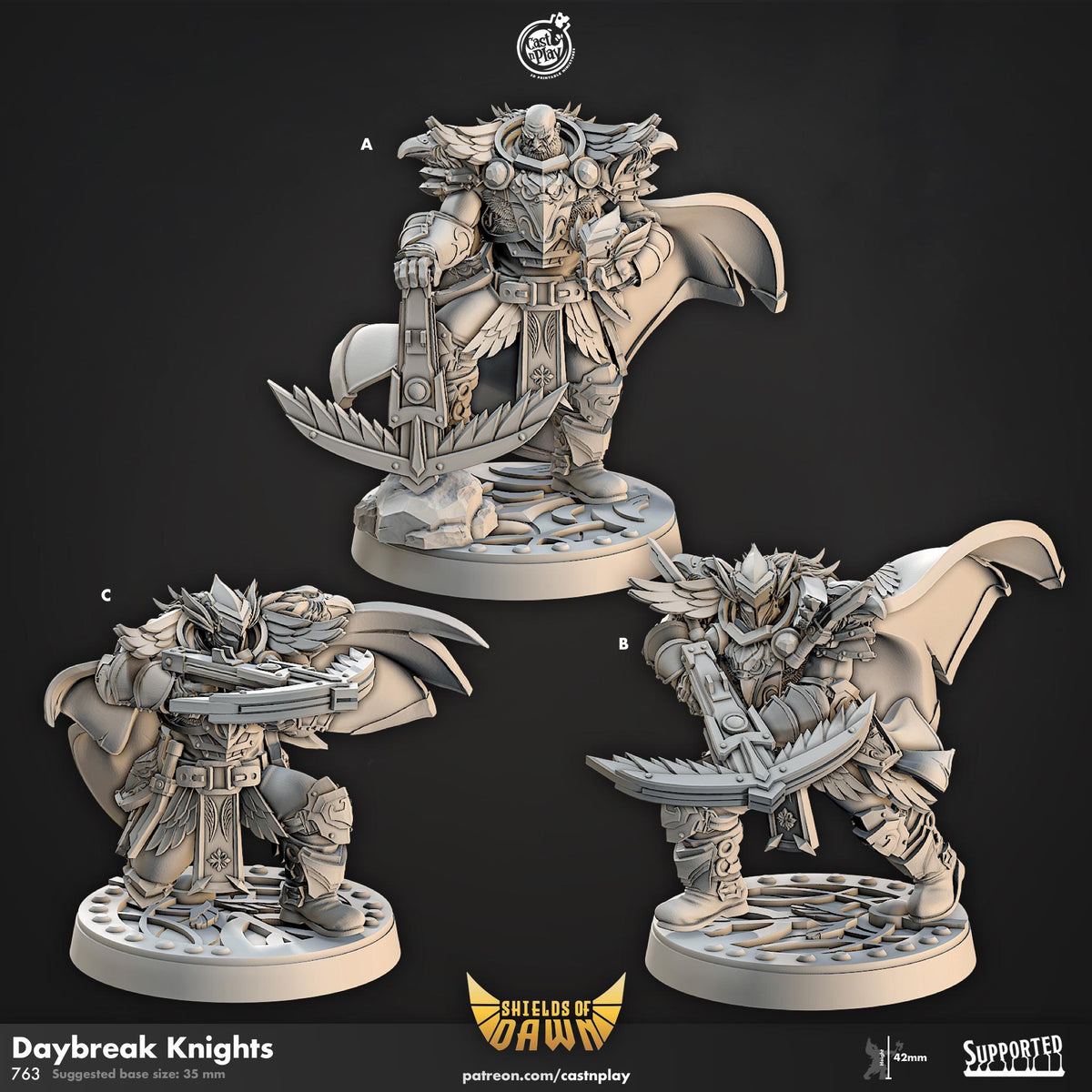Aasimar Ranger Miniature - resin tabletop miniature front view