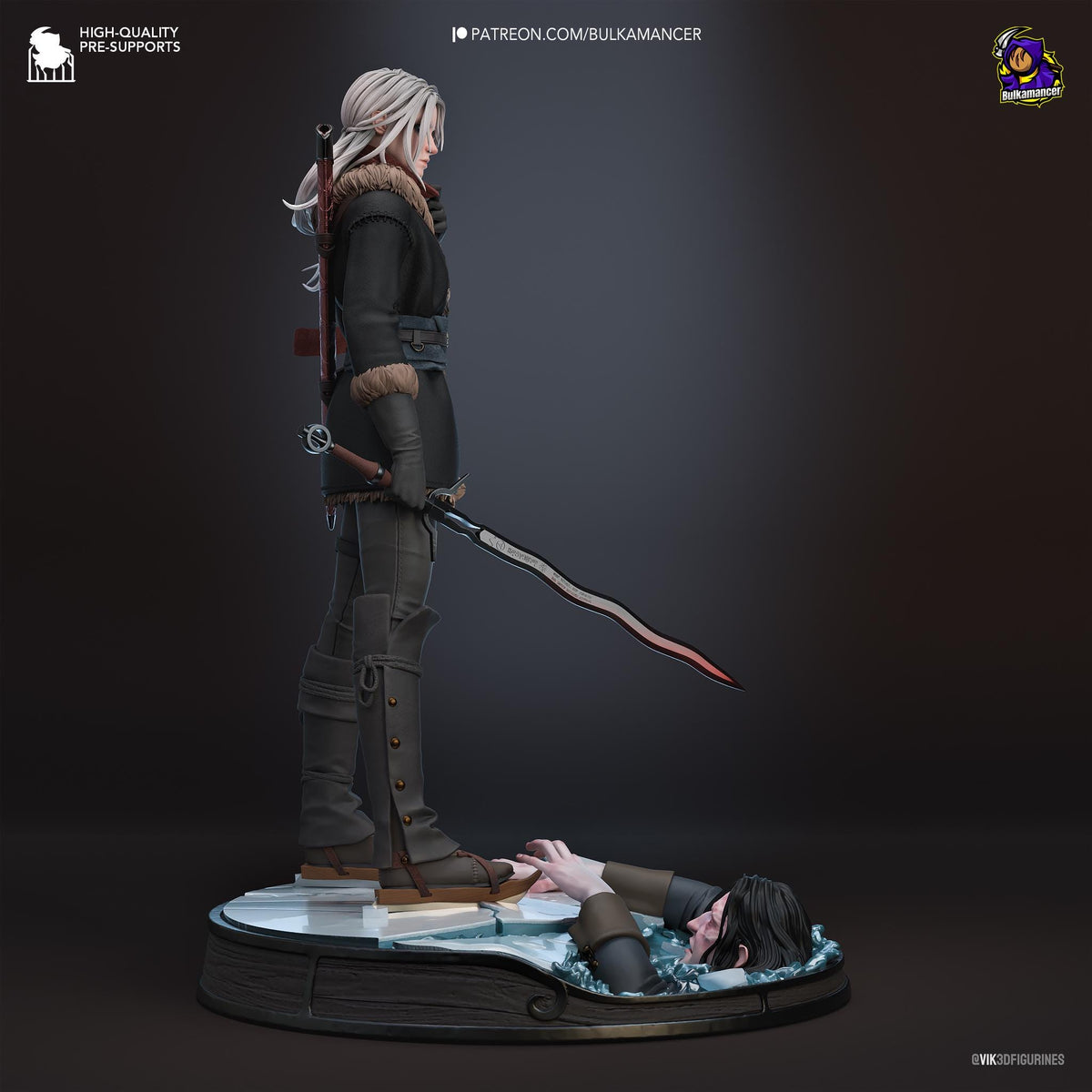 Ciri The Witcher Figure - 3D printed miniature detail view