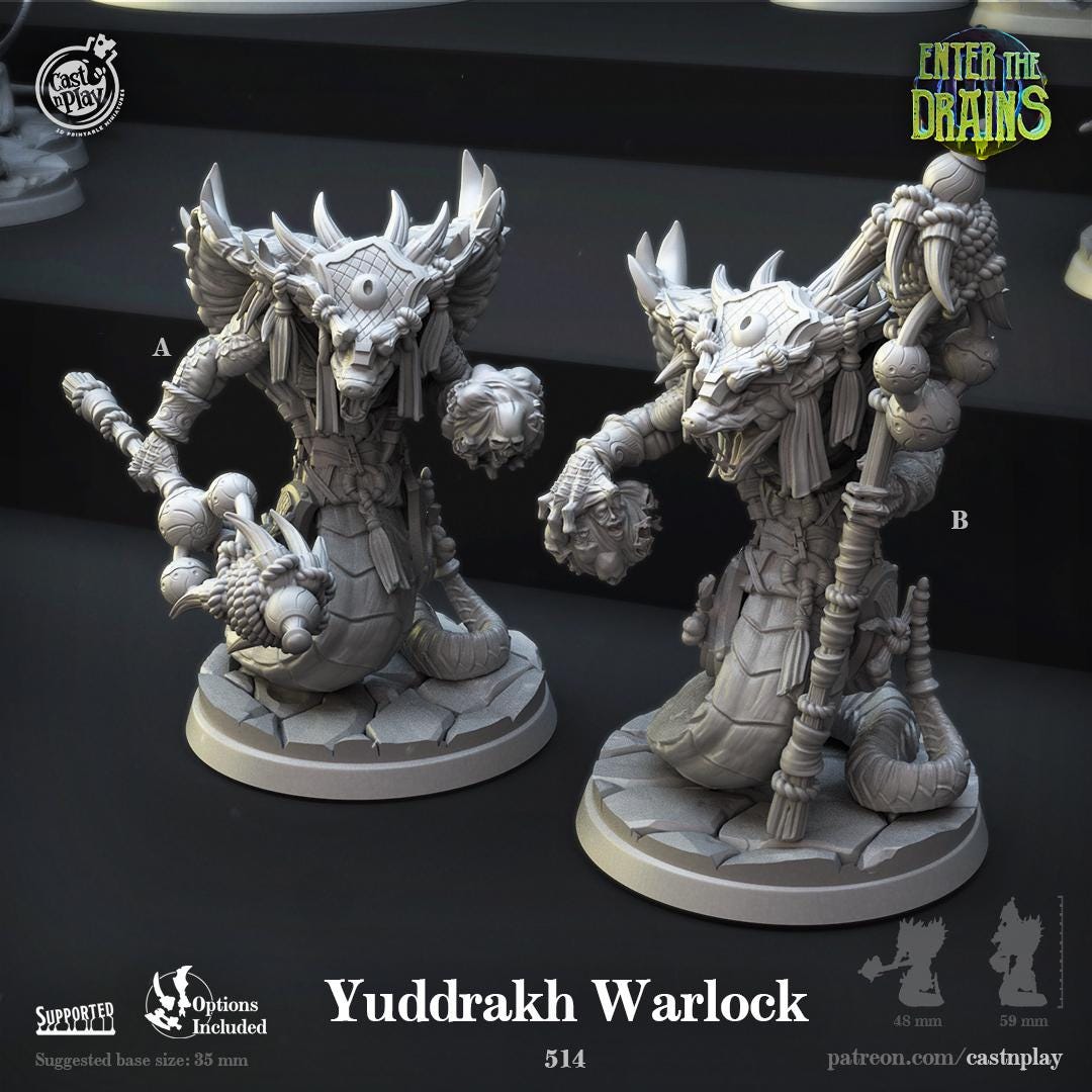Yuan Ti Shaman Miniature - resin tabletop miniature front view