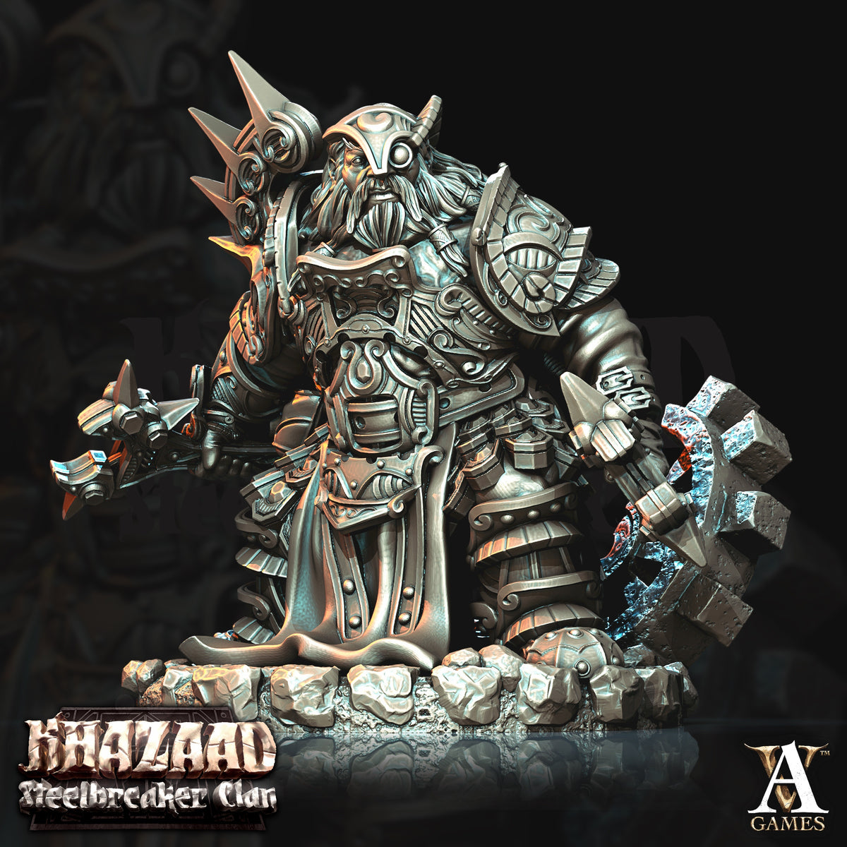 Steelbreaker Engineers Dwarf Miniatures - resin tabletop miniature front view