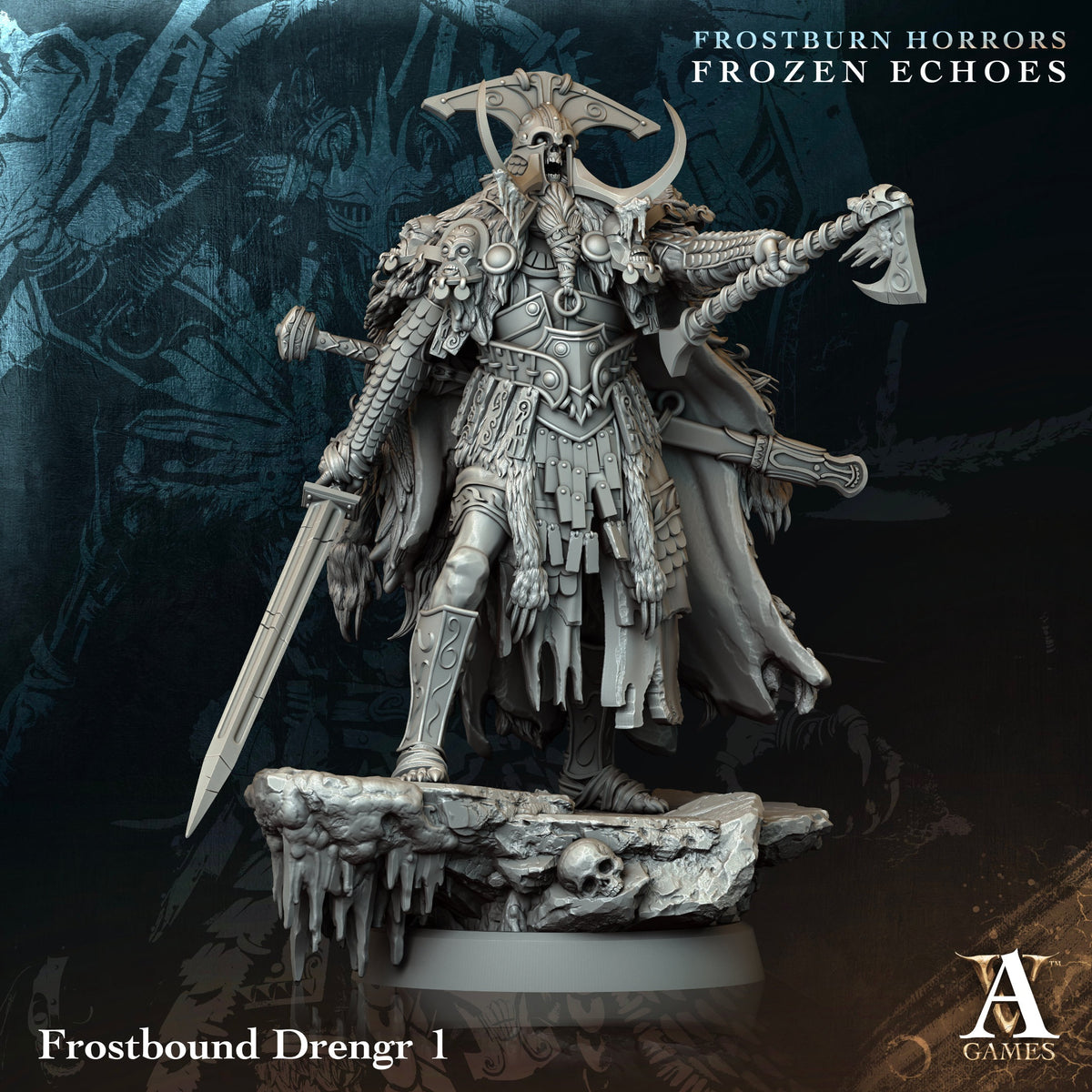 Frostbound Drengr Fantasy Miniatures - resin tabletop miniature front view
