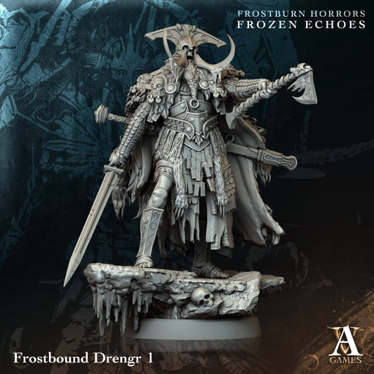 Frostbound Drengr Fantasy Miniatures - resin tabletop miniature front view