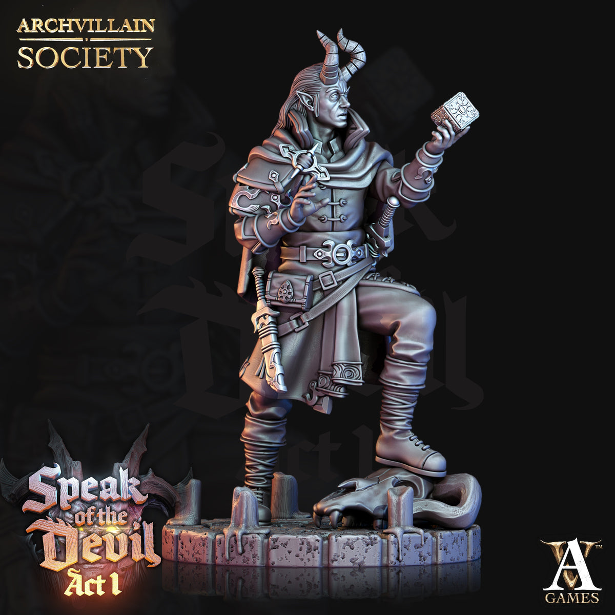 Agamar Infernal Warlock Fantasy Miniatures - resin tabletop miniature front view