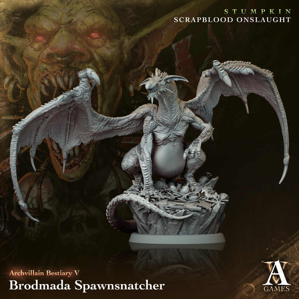 Brodmada Spawnsnatcher Orc Miniatures - resin tabletop miniature front view