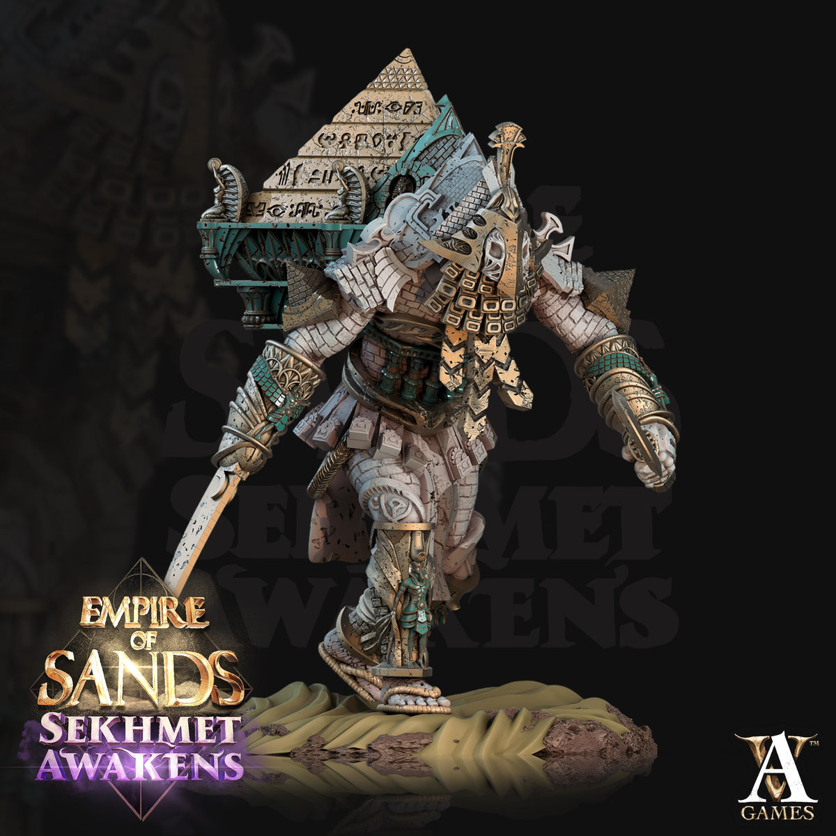 Pyramid Golem Egyptian Fantasy Miniatures - resin tabletop miniature front view