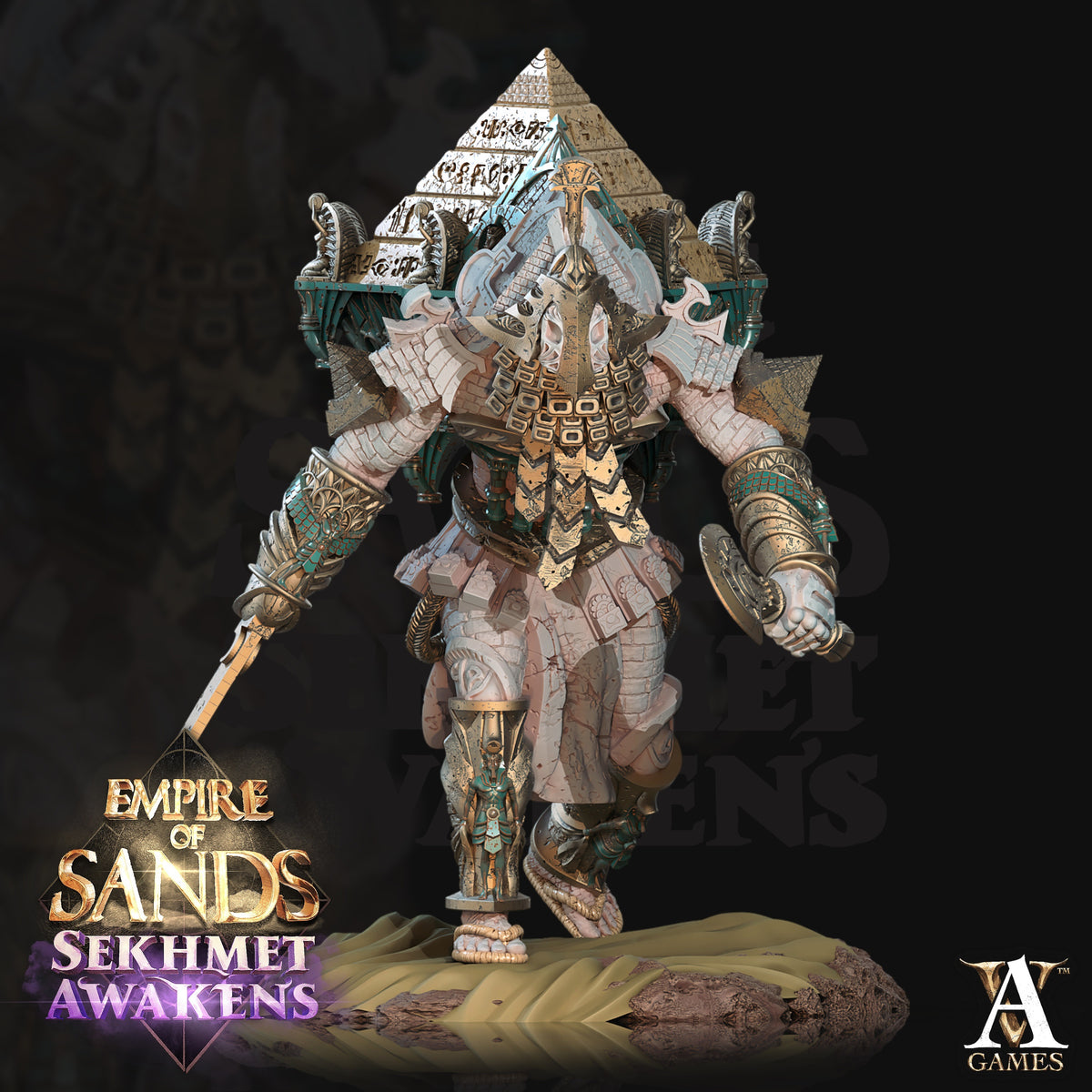 Pyramid Golem Egyptian Fantasy Miniatures - resin tabletop miniature alternate angle