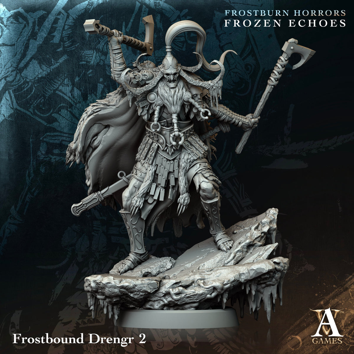 Frostbound Drengr Fantasy Miniatures - resin tabletop miniature alternate angle