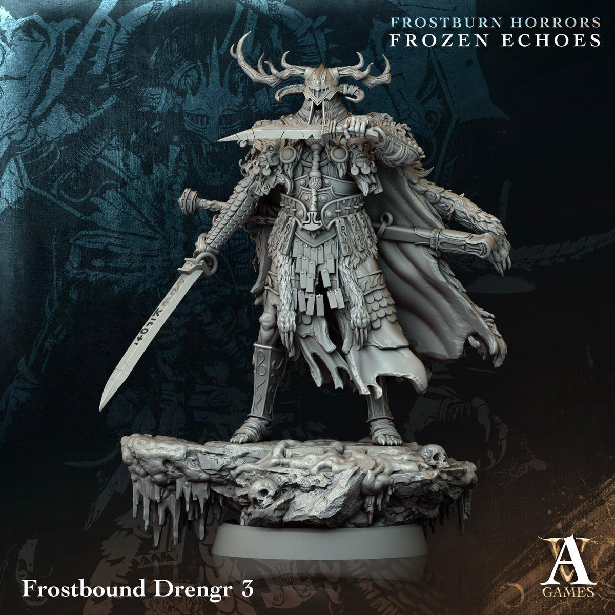 Frostbound Drengr Fantasy Miniatures - 3D printed miniature detail view