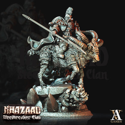 Steelbreaker Warriors Ram Riders Dwarf Miniatures - 3D printed miniature detail view