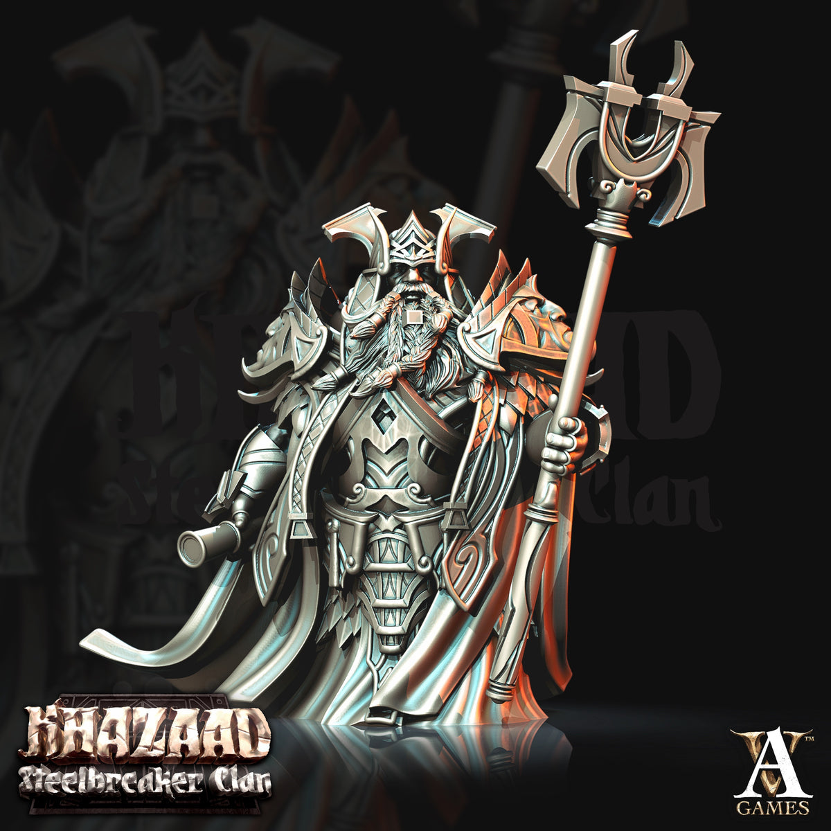 King Thrag Steelhammer Dwarf Miniatures - 3D printed miniature detail view