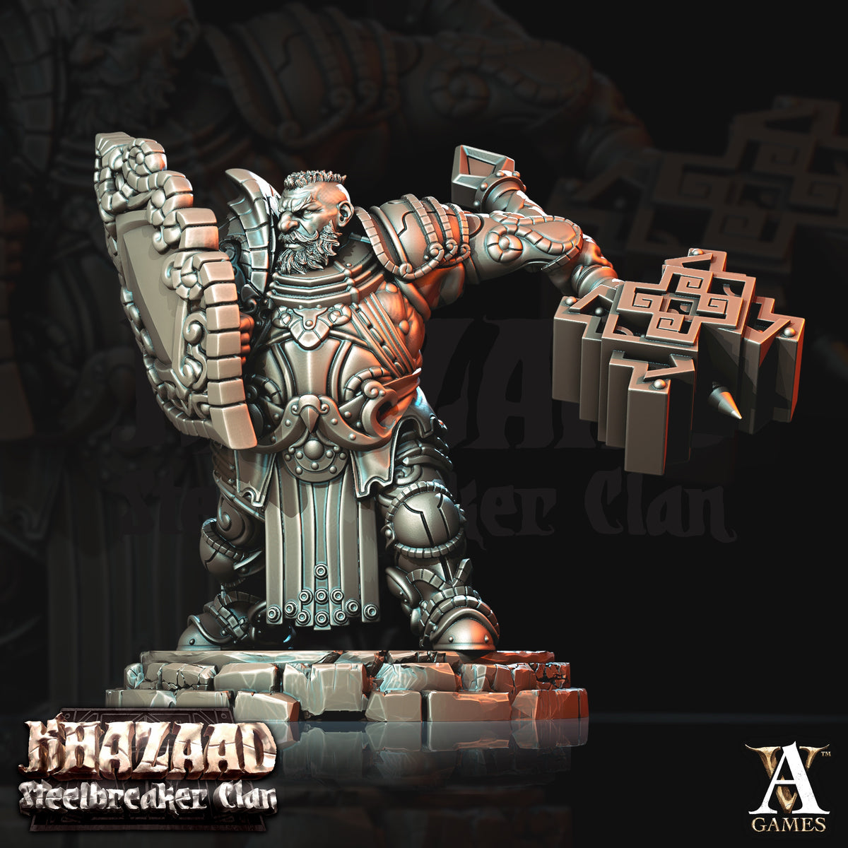 Steelbreaker Warriors Dwarf Miniatures - 3D printed miniature detail view