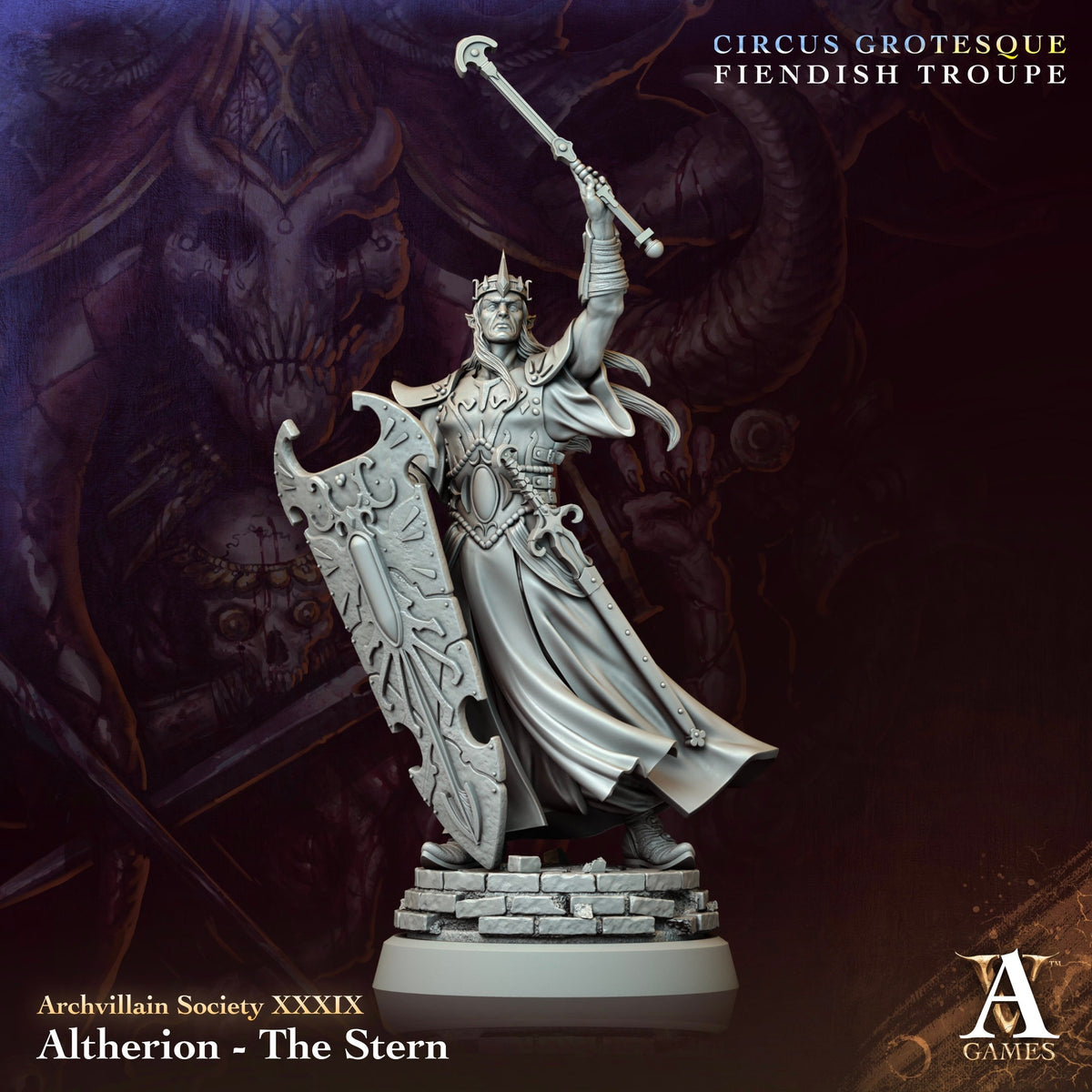 Mostratto The Harlequin of Horror Fantasy Miniatures - 3D printed miniature detail view