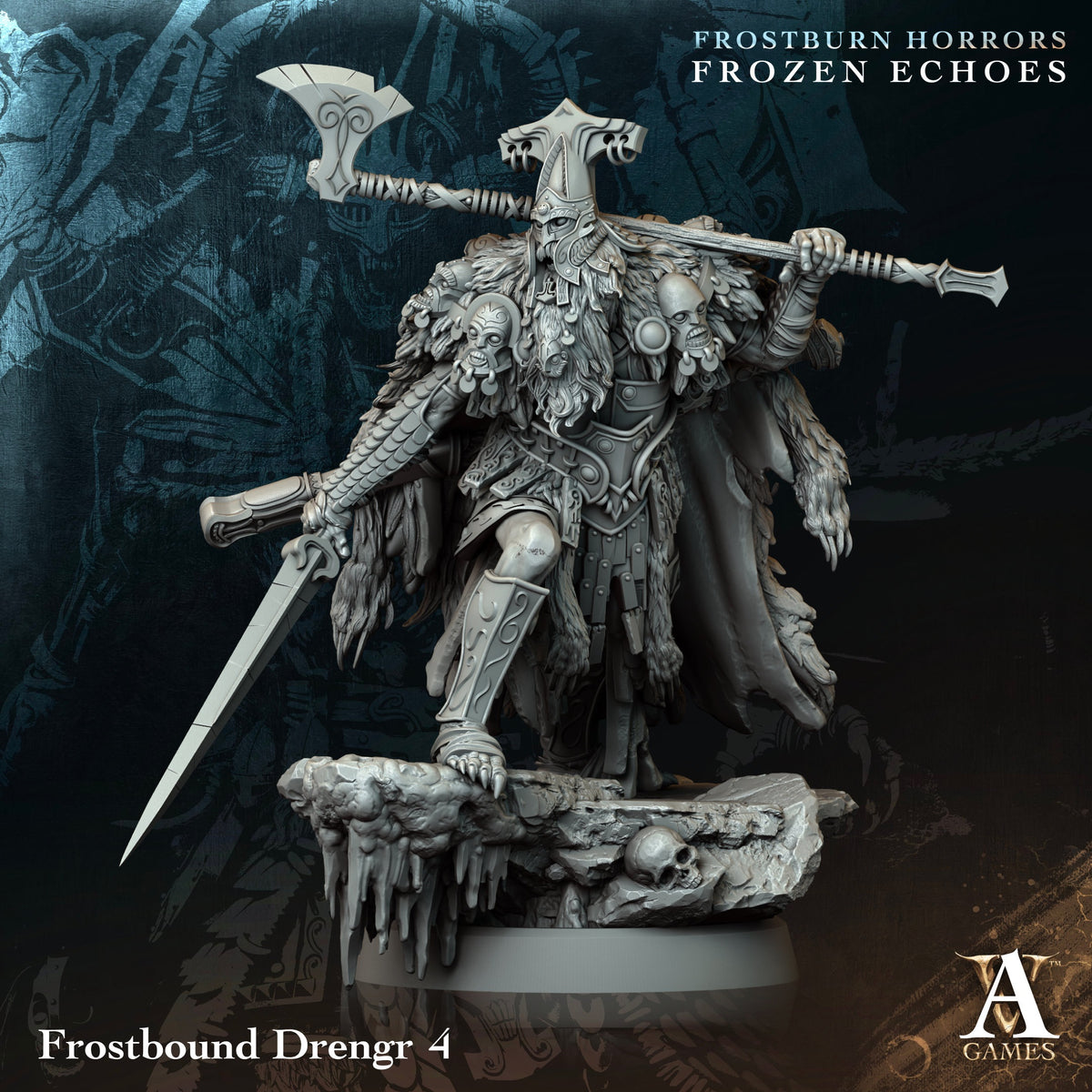 Frostbound Drengr Fantasy Miniatures - paintable tabletop miniature product view
