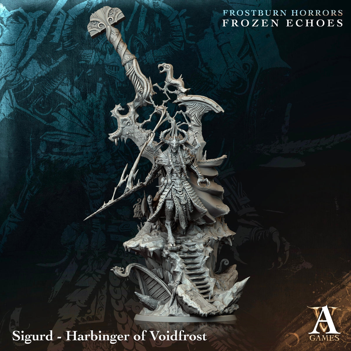 Sigurd Harbinger of Voidfrost Fantasy Miniatures - paintable tabletop miniature product view
