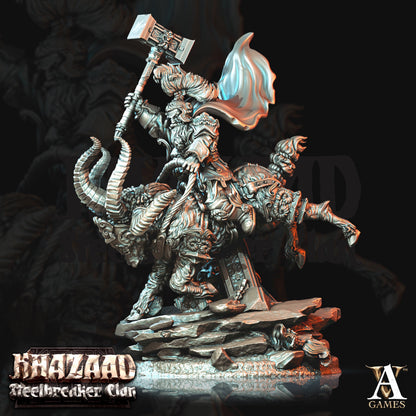 Steelbreaker Warriors Ram Riders Dwarf Miniatures - paintable tabletop miniature product view