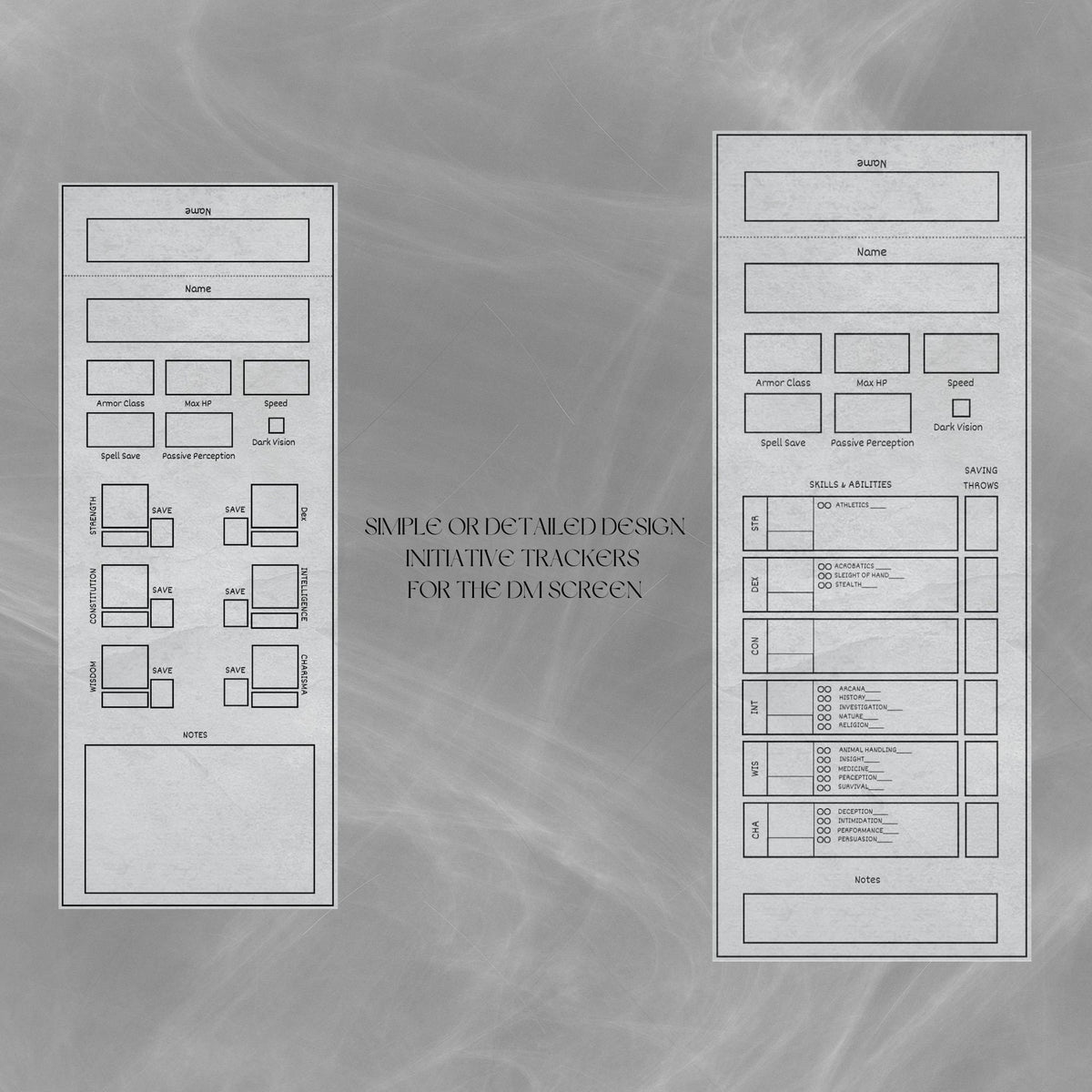 Fillable Initiative Tracker Cards - printable tabletop RPG resource preview