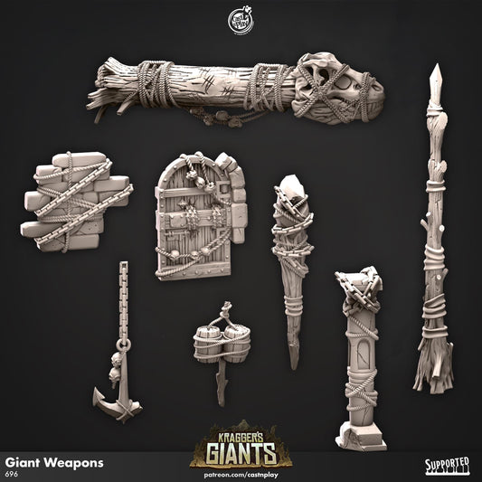 Kragger's Giants Collection Weapons Set Terrain - resin tabletop miniature front view