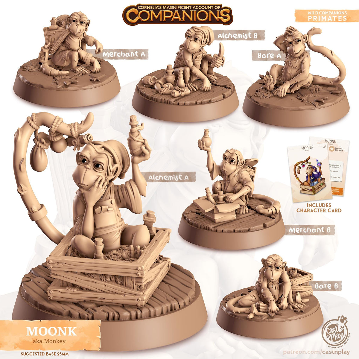 Monkey Animal Companion Miniature - resin tabletop miniature front view