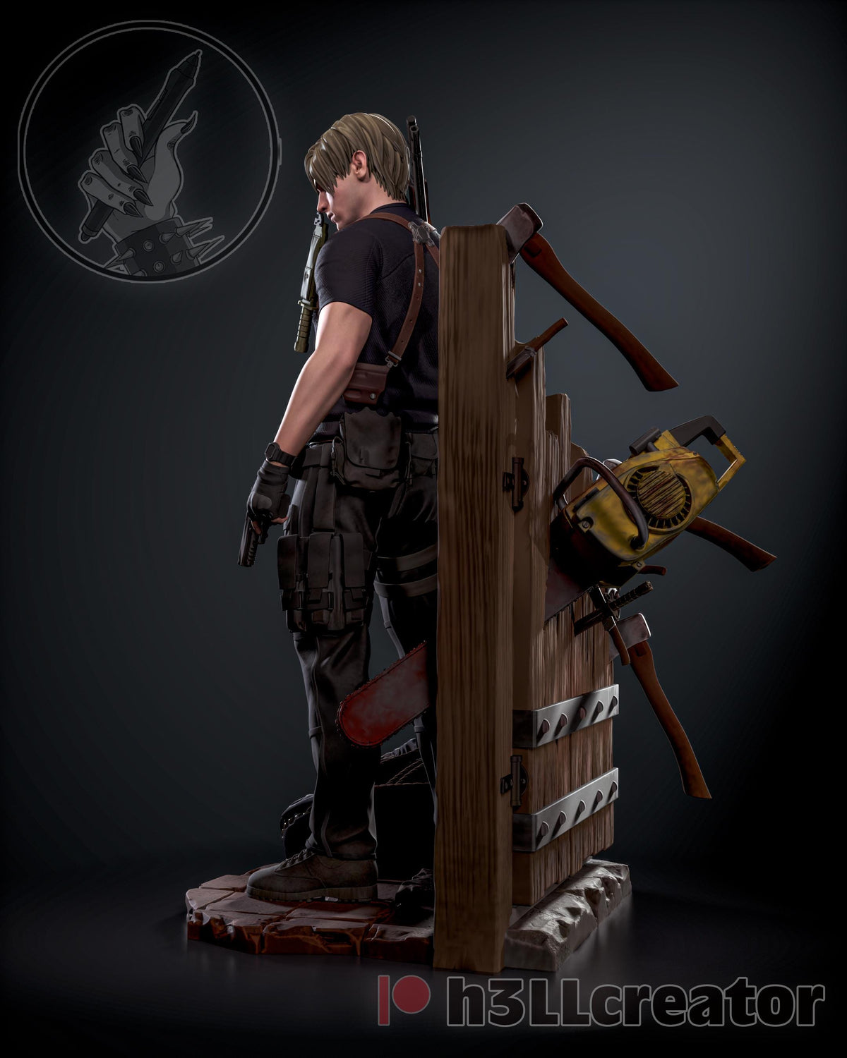 Leon Kennedy Residual Evil 4 Remake Figure - 3D printed miniature detail view