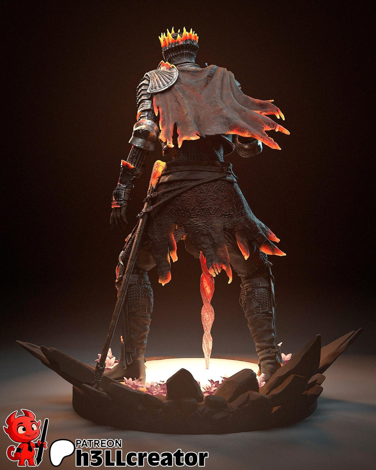 Soul of Cinders Figure - Dark Souls 3 - 3D printed miniature detail view
