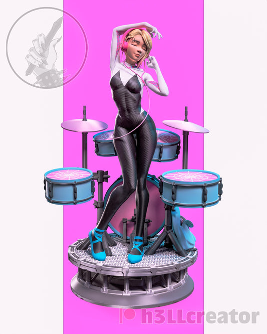 Gwen Stacy Spiderman Figure - resin tabletop miniature alternate angle
