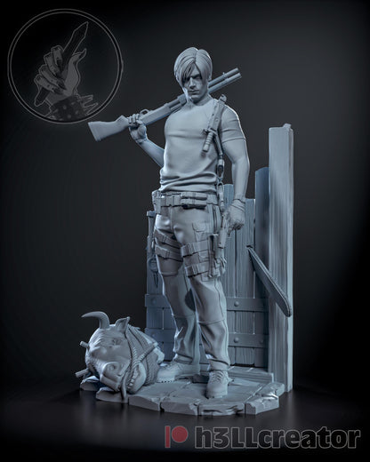 Leon Kennedy Residual Evil 4 Remake Figure - resin tabletop miniature alternate angle